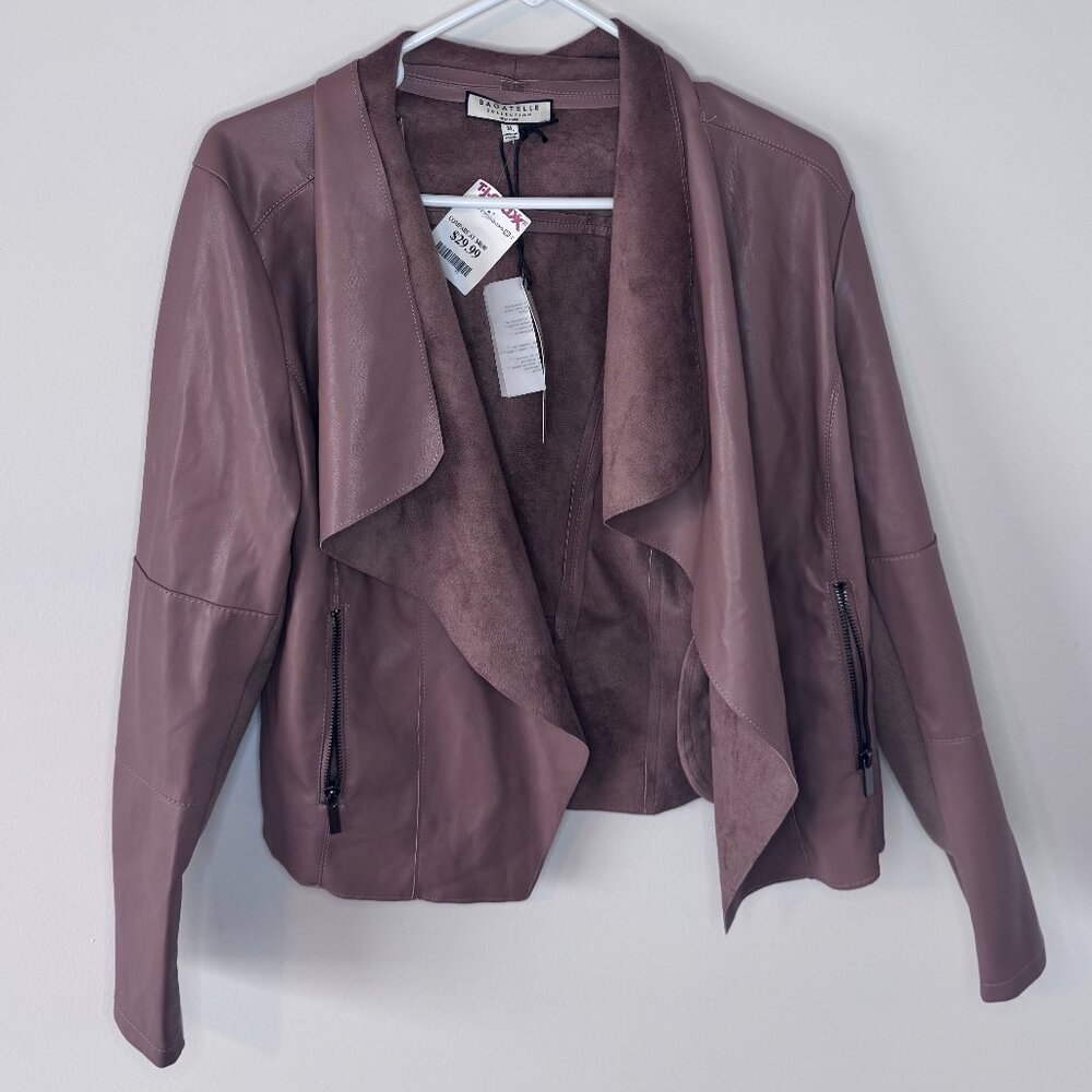 Bagatelle Collection New York Faux Leather Draped Jacket Women’s M | Open Front